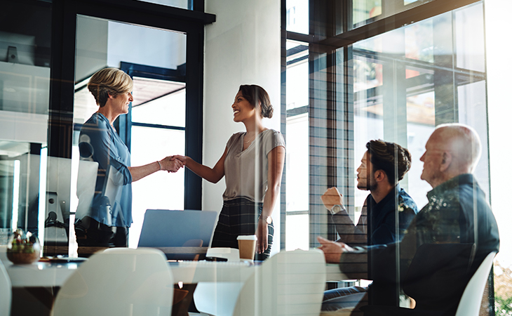 Business people shaking hands in an office