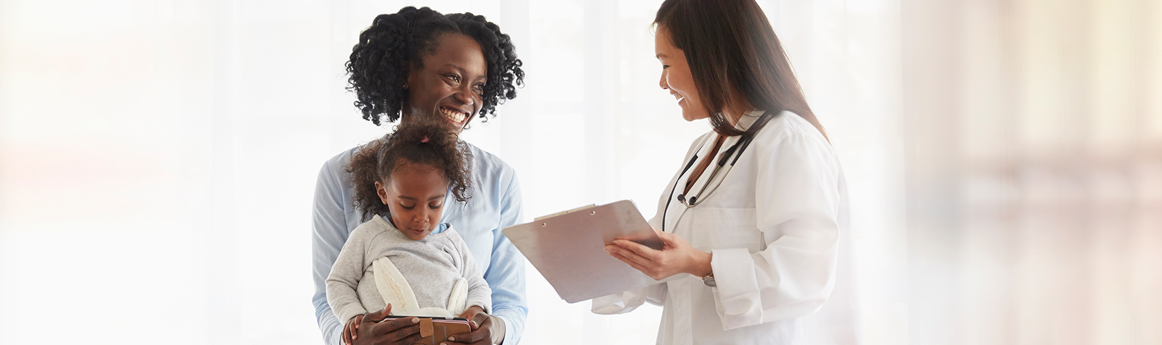 Mother and daughter at doctor appointment